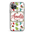 Cute Snowman Candy Cane Gift Tree Printed Design Custom Name Protective Phone Case Mobile Cover Durable Everyday Smartphone Shock Resistant