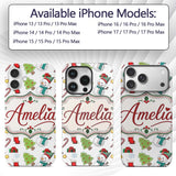 Cute Snowman Candy Cane Gift Tree Printed Design Custom Name Protective Phone Case Mobile Cover Durable Everyday Smartphone Shock Resistant