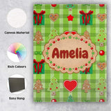 Personalised Name Cute Christmas Tree Custom  Unique Gift Idea Modern Room Accent Canvas Wall Art Print Decor Picture Ready to Hang
