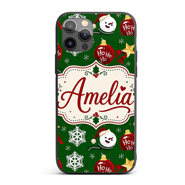 Cute Snowman Ornament Star Snowflake Seamless Custom Name Protective Phone Case Mobile Cover Durable Everyday Smartphone Shock Resistant