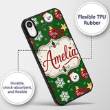 Cute Snowman Ornament Star Snowflake Seamless Custom Name Protective Phone Case Mobile Cover Durable Everyday Smartphone Shock Resistant