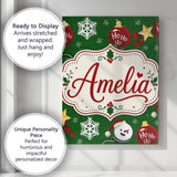 Personalised Name Cute Snowman Ornament Custom  Modern Room Accent Elegant Feature Canvas Wall Art Print Decor Picture Ready to Hang