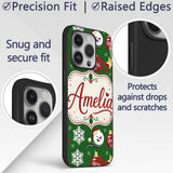 Cute Snowman Ornament Star Snowflake Seamless Custom Name Protective Phone Case Mobile Cover Durable Everyday Smartphone Shock Resistant
