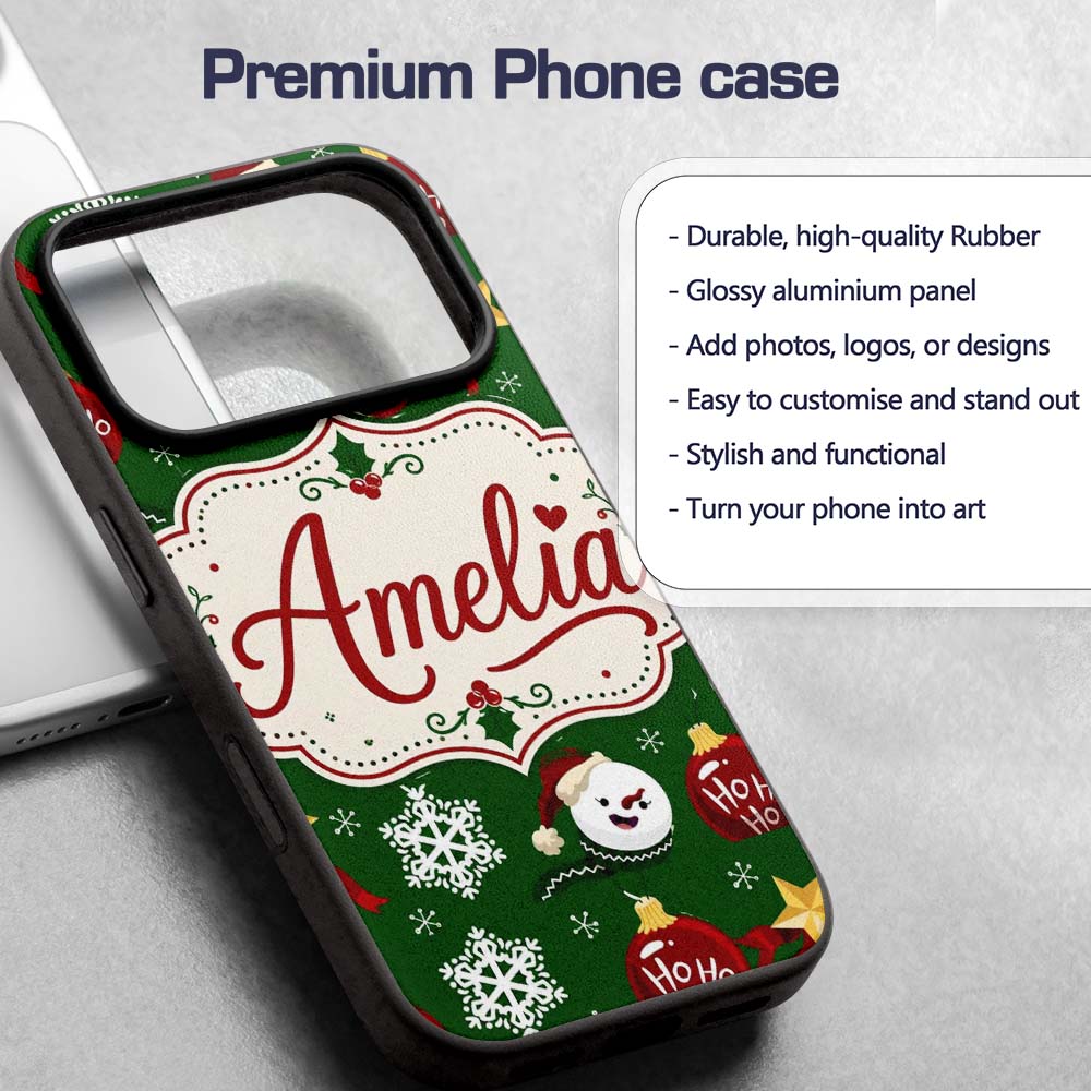 Cute Snowman Ornament Star Snowflake Seamless Custom Name Protective Phone Case Mobile Cover Durable Everyday Smartphone Shock Resistant