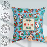 Custom Name Cute Snowman Xmas Day Candle Seamless Pattern Winter Square Filled Cushion Throw Pillow Sofa Bed Home Decor Zip Washable UK Made