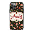 Christmas Stocking Candy Cane Poinsettia Seamless Custom Name Protective Phone Case Mobile Cover Durable Everyday Smartphone Shock Resistant