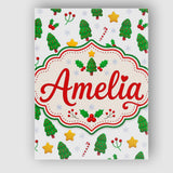 Personalised Name Cute Christmas Tree Candy Custom  Bespoke Interior Contemporary Canvas Wall Art Print Decor Picture Ready to Hang
