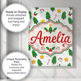 Personalised Name Cute Christmas Tree Candy Custom  Bespoke Interior Contemporary Canvas Wall Art Print Decor Picture Ready to Hang