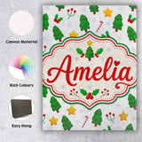 Personalised Name Cute Christmas Tree Candy Custom  Bespoke Interior Contemporary Canvas Wall Art Print Decor Picture Ready to Hang