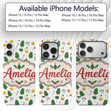 Cute Christmas Tree Candy Cane Printed Design Custom Name Protective Phone Case Mobile Cover Durable Everyday Smartphone Shock Resistant