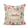 Custom Name Cute Box Candy Cane Hat Ornament Seamless Christmas Square Filled Cushion Throw Pillow Sofa Bed Home Decor Zip Washable UK Made