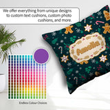 Custom Name Cute Candy Cane Star Holly Seamless Pattern Festive Square Filled Cushion Throw Pillow Sofa Bed Home Decor Zip Washable UK Made