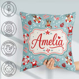 Custom Name Cool Santa Reindeer Summer Holiday Pattern Christmas Square Filled Cushion Throw Pillow Sofa Bed Home Decor Zip Washable UK Made