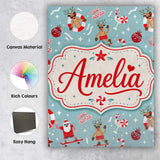 Personalised Name Cool Santa Reindeer Custom Modern Room Accent Creative Decorator Style Canvas Wall Art Print Decor Picture Ready to Hang