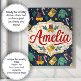 Personalised Name Cute Sweater Candle Custom  Unique Gift Idea Modern Room Accent Canvas Wall Art Print Decor Picture Ready to Hang