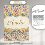 Colourful Rainbow Baroque Floral Bright Artistic Ornamental Design  Personalised Custom Name Super Soft Fleece Blanket Bed Sofa Throw