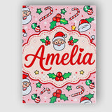 Personalised Name Cute Santa Holly Candy Custom  Unique Gift Idea Elegant Feature Canvas Wall Art Print Decor Picture Ready to Hang