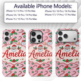 Cute Santa Holly Candy Cane Bauble Printed Design Custom Name Protective Phone Case Mobile Cover Durable Everyday Smartphone Shock Resistant