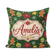 Custom Name Cute Candy Cane Bauble Flower Seamless Pattern Xmas Square Filled Cushion Throw Pillow Sofa Bed Home Decor Zip Washable UK Made