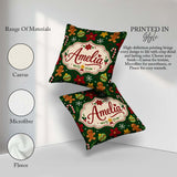 Custom Name Cute Candy Cane Bauble Flower Seamless Pattern Xmas Square Filled Cushion Throw Pillow Sofa Bed Home Decor Zip Washable UK Made