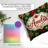 Custom Name Cute Candy Cane Bauble Flower Seamless Pattern Xmas Square Filled Cushion Throw Pillow Sofa Bed Home Decor Zip Washable UK Made