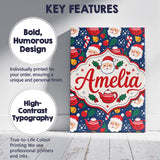 Personalised Name Cute Santa Teapot Candy Custom  Unique Gift Idea Elegant Feature Canvas Wall Art Print Decor Picture Ready to Hang