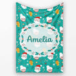 Cute Santa Mrs Claus Gingerbread Seamless Pattern Christmas Family  Personalised Custom Name Super Soft Fleece Blanket Bed Sofa Throw