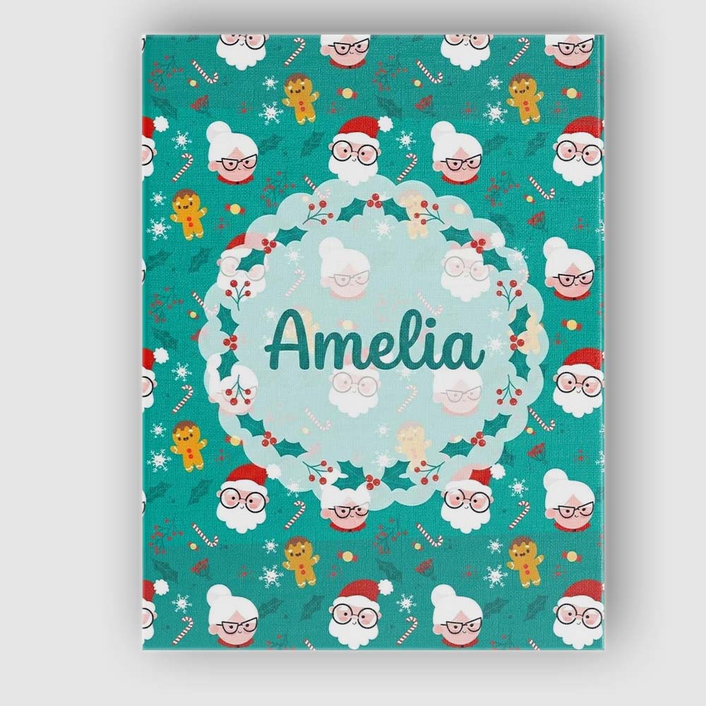Personalised Name Cute Santa Mrs Claus Custom  Modern Room Accent Elegant Feature Canvas Wall Art Print Decor Picture Ready to Hang