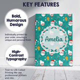 Personalised Name Cute Santa Mrs Claus Custom  Modern Room Accent Elegant Feature Canvas Wall Art Print Decor Picture Ready to Hang