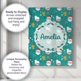 Personalised Name Cute Santa Mrs Claus Custom  Modern Room Accent Elegant Feature Canvas Wall Art Print Decor Picture Ready to Hang