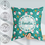 Custom Name Santa Mrs Claus Gingerbread Pattern Christmas Family Square Filled Cushion Throw Pillow Sofa Bed Home Decor Zip Washable UK Made