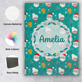Personalised Name Cute Santa Mrs Claus Custom  Modern Room Accent Elegant Feature Canvas Wall Art Print Decor Picture Ready to Hang