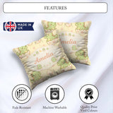Custom Name Cute Baby Dinosaur Egg Cartoon Animal Pattern Cute Square Filled Cushion Throw Pillow Sofa Bed Home Decor Zip Washable UK Made