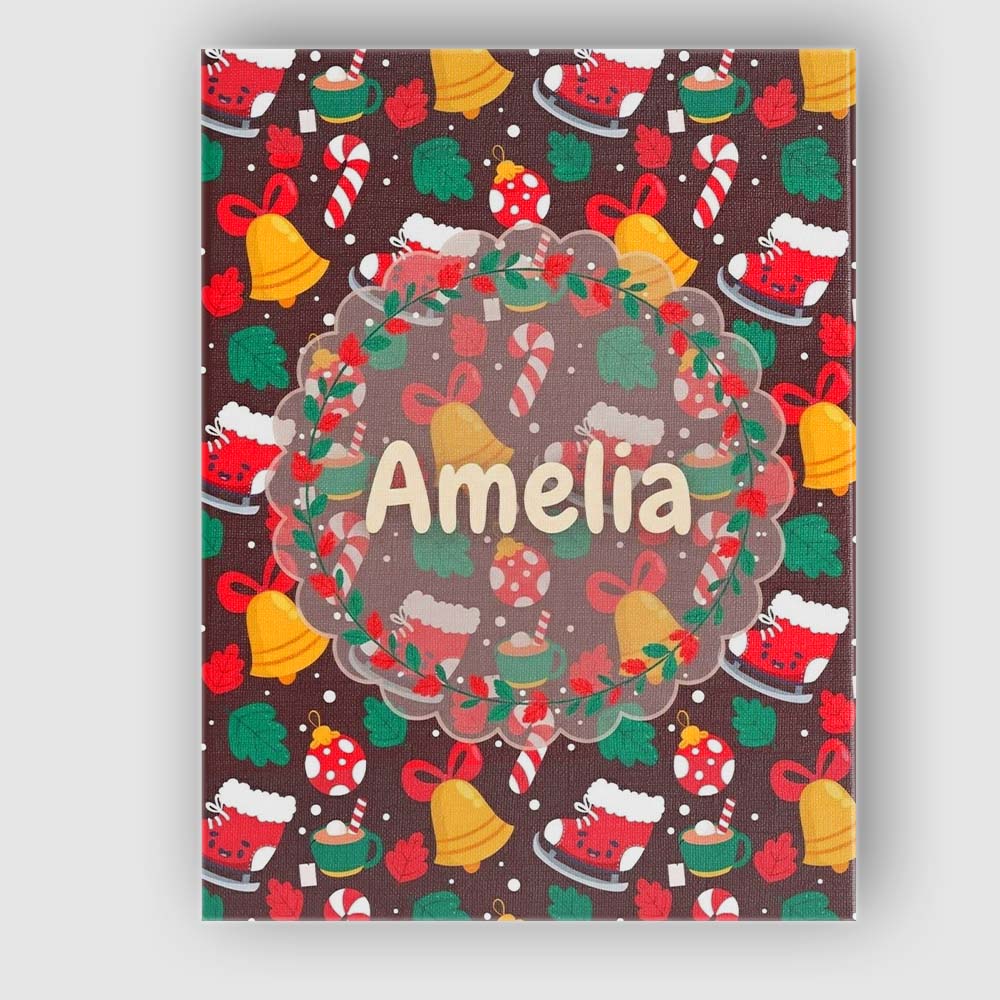 Personalised Name Cute Christmas Ice Skates Custom  Bespoke Interior Contemporary Canvas Wall Art Print Decor Picture Ready to Hang