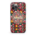Cute Christmas Ice Skates Bells Printed Design Custom Name Protective Phone Case Mobile Cover Durable Everyday Smartphone Shock Resistant