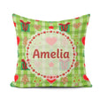 Custom Name Cute Trees Hearts Gifts Green Plaid Seamless Pattern Square Filled Cushion Throw Pillow Sofa Bed Home Decor Zip Washable UK Made