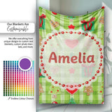 Cute Christmas Trees Hearts Gifts Green Plaid Seamless Pattern  Personalised Custom Name Super Soft Fleece Blanket Bed Sofa Throw