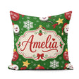 Custom Name Snowman Ho Ho Baubles Stars Festive Holiday Seamless Square Filled Cushion Throw Pillow Sofa Bed Home Decor Zip Washable UK Made