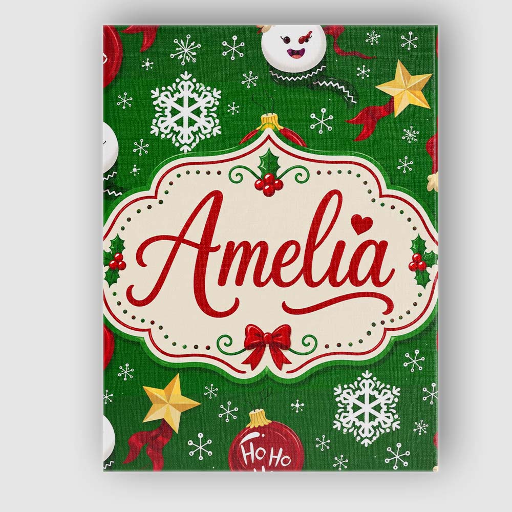 Personalised Name Cute Snowman Ho Custom Stylish Home Interior Premium Decorative Design Canvas Wall Art Print Decor Picture Ready to Hang