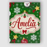 Personalised Name Cute Snowman Ho Custom Stylish Home Interior Premium Decorative Design Canvas Wall Art Print Decor Picture Ready to Hang