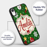 Cute Snowman Ho Baubles Stars Festive Holiday Custom Name Protective Phone Case Mobile Cover Durable Everyday Smartphone Shock Resistant