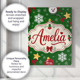 Personalised Name Cute Snowman Ho Custom Stylish Home Interior Premium Decorative Design Canvas Wall Art Print Decor Picture Ready to Hang
