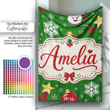 Cute Snowman Ho Ho Baubles Stars Festive Holiday Seamless Pattern  Personalised Custom Name Super Soft Fleece Blanket Bed Sofa Throw