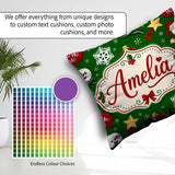 Custom Name Snowman Ho Ho Baubles Stars Festive Holiday Seamless Square Filled Cushion Throw Pillow Sofa Bed Home Decor Zip Washable UK Made