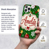 Cute Snowman Ho Baubles Stars Festive Holiday Custom Name Protective Phone Case Mobile Cover Durable Everyday Smartphone Shock Resistant
