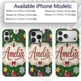 Cute Snowman Ho Baubles Stars Festive Holiday Custom Name Protective Phone Case Mobile Cover Durable Everyday Smartphone Shock Resistant