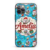 Cute Snowman Xmas Day Wreath Gifts Printed Design Custom Name Protective Phone Case Mobile Cover Durable Everyday Smartphone Shock Resistant
