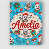 Personalised Name Cute Snowman Xmas Day Custom  Modern Room Accent Elegant Feature Canvas Wall Art Print Decor Picture Ready to Hang