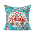 Custom Name Cute Snowman Xmas Day Gifts Festive Seamless Pattern Square Filled Cushion Throw Pillow Sofa Bed Home Decor Zip Washable UK Made