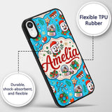 Cute Snowman Xmas Day Wreath Gifts Printed Design Custom Name Protective Phone Case Mobile Cover Durable Everyday Smartphone Shock Resistant